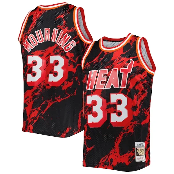 Pratico Alonzo Mourning Miami Heat 1996/97 Hardwood Classics Marble Swingman Jersey Black