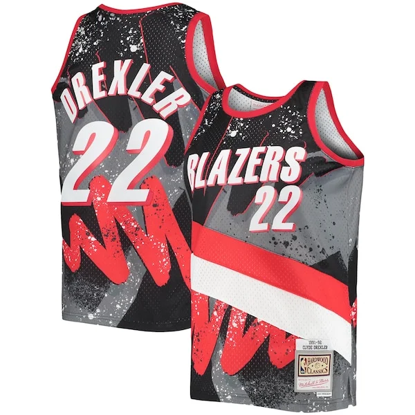 Raffinato Clyde Drexler Portland Trail Blazers Hardwood Classics 1991/92 Hyper Hoops Swingman Jersey Black