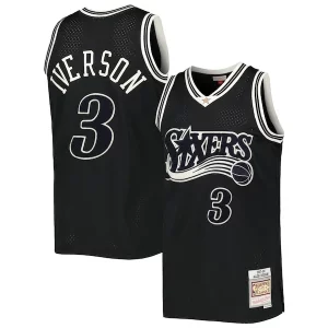 Meraviglioso Elegante Ottimo Allen Iverson Philadelphia 76ers Hardwood Classics Off Court Swingman Jersey Black