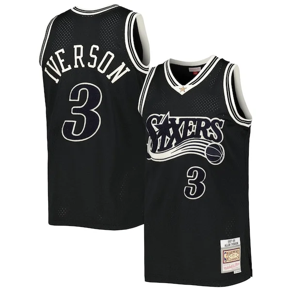 Meraviglioso Elegante Ottimo Allen Iverson Philadelphia 76ers Hardwood Classics Off Court Swingman Jersey Black