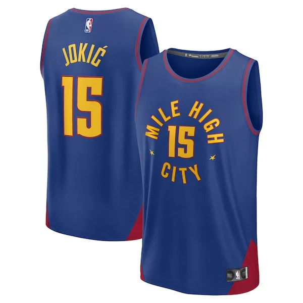 Resistente Nikola Jokic Denver Nuggets Fast Break Replica Player Jersey Statement Edition Blue