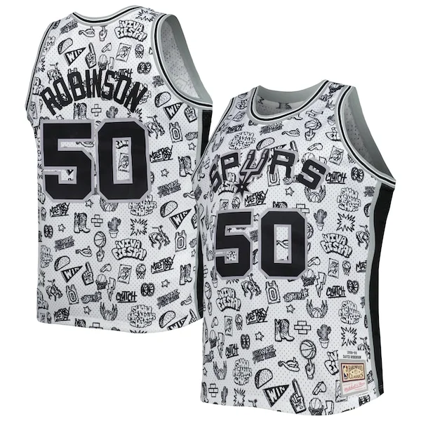 Duraturo David Robinson San Antonio Spurs 1998/99 Hardwood Classics Doodle Swingman Player Jersey White