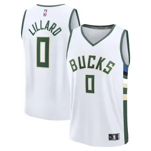 Resistente Carino Trendy Damian Lillard Milwaukee Bucks Fast Break Replica Player Jersey Association Edition White