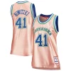 Elegante Dirk Nowitzki Dallas Mavericks Women's 75th Anniversary Rose Gold 1998 Swingman Jersey Pink