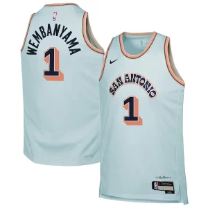 Sofisticato Victor Wembanyama San Antonio Spurs Nike Youth 2024/25 Swingman Player Jersey City Edition Light Blue