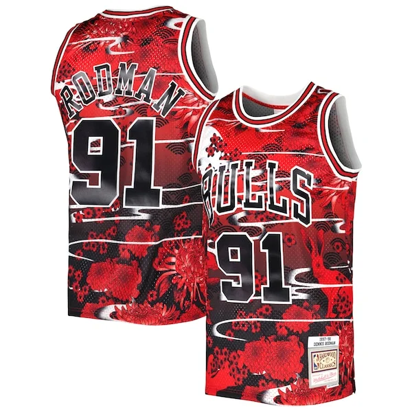 Lussuoso Dennis Rodman Chicago Bulls 1997/98 Hardwood Classics Lunar New Year Swingman Jersey Red
