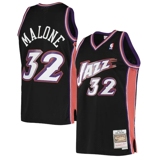 Versatile Magnifico Prestigioso Karl Malone Utah Jazz 2001/02 Hardwood Classics Swingman Jersey Black