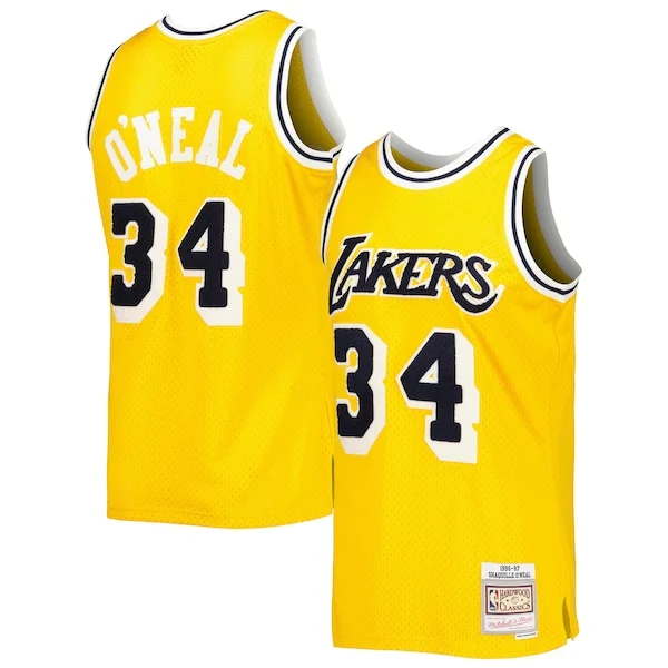 Eccezionale Cool Shaquille O'Neal Los Angeles Lakers 1996/97 Hardwood Classics Off Court Swingman Jersey Yellow