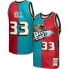 Sofisticato Moderno Grant Hill Detroit Pistons Hardwood Classics 1999/00 Split Swingman Jersey Teal/Red