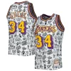 Lussuoso Magnifico Resistente Shaquille O'Neal Los Angeles Lakers 1996/97 Hardwood Classics Doodle Swingman Jersey White