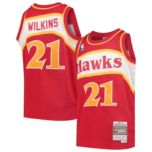 Bellissimo Dominique Wilkins Atlanta Hawks Youth 1986/87 Hardwood Classics Swingman Throwback Jersey Red
