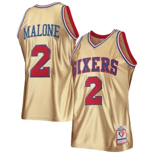 Classico Accattivante Moses Malone Philadelphia 76ers 75th Anniversary 1982/83 Hardwood Classics Swingman Jersey Gold