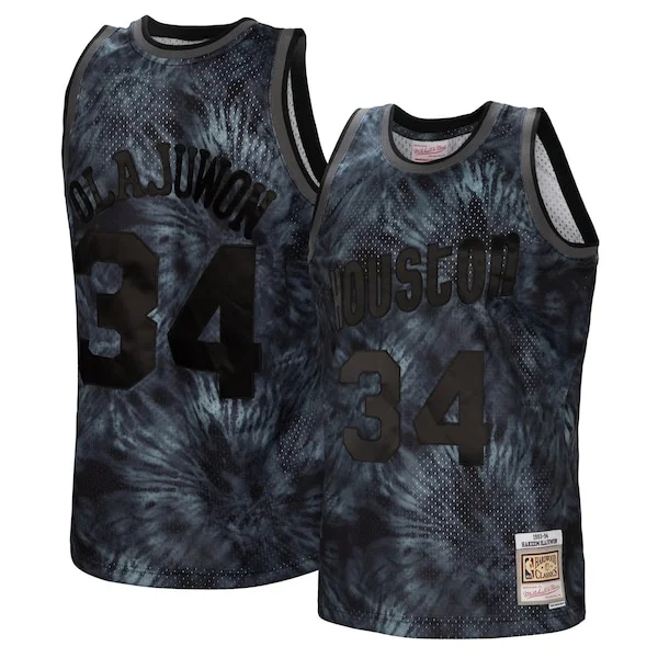 Splendido Bellissimo Hakeem Olajuwon Houston Rockets Hardwood Classics 1993/94 Tie Dye Swingman Jersey Black