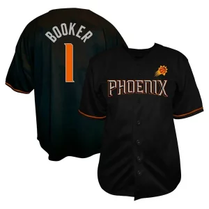 Delizioso Versatile Devin Booker Phoenix Suns Profile Big & Tall Name & Number Button Up Jersey Black