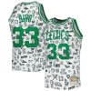 Accattivante Delizioso Larry Bird Boston Celtics 1985/86 Hardwood Classics Doodle Swingman Jersey White