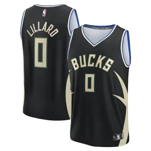 Raffinato Damian Lillard Milwaukee Bucks Youth Fast Break Replica Player Jersey Statement Edition Black