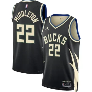 Pratico Accattivante Elegante Khris Middleton Milwaukee Bucks Jordan Brand Unisex Swingman Jersey Statement Edition Black