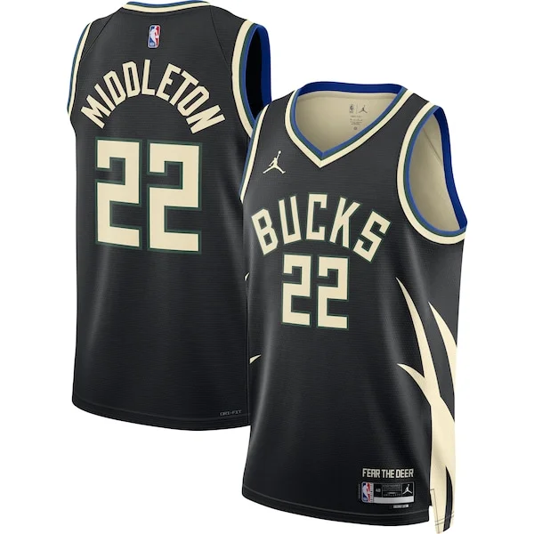 Pratico Accattivante Elegante Khris Middleton Milwaukee Bucks Jordan Brand Unisex Swingman Jersey Statement Edition Black