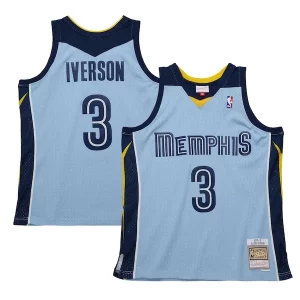 Accattivante Stupendo Allen Iverson Memphis Grizzlies 2009/10 Hardwood Classics Swingman Jersey Light Blue