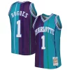Prestigioso Gorgeous Delizioso Muggsy Bogues Charlotte Hornets Hardwood Classics 1992/93 Split Swingman Jersey Teal/Purple