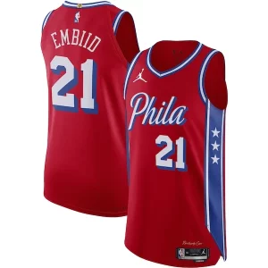 Carino Raffinato Trendy Joel Embiid Philadelphia 76ers Jordan Brand Authentic Player Jersey Statement Edition Red