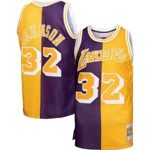 Carino Magic Johnson Los Angeles Lakers Big & Tall Hardwood Classics 1984/85 Split Swingman Jersey Purple/Gold