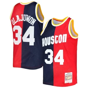 Ottimo Hakeem Olajuwon Houston Rockets Hardwood Classics 1993/94 Split Swingman Jersey Navy/Red