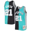 Raffinato Tim Duncan San Antonio Spurs Hardwood Classics 1998/99 Split Swingman Jersey Black/Teal