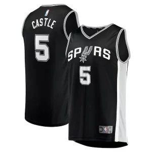Splendido Bellissimo Stephon Castle San Antonio Spurs 2024 NBA Draft Fast Break Player Jersey Icon Edition Black