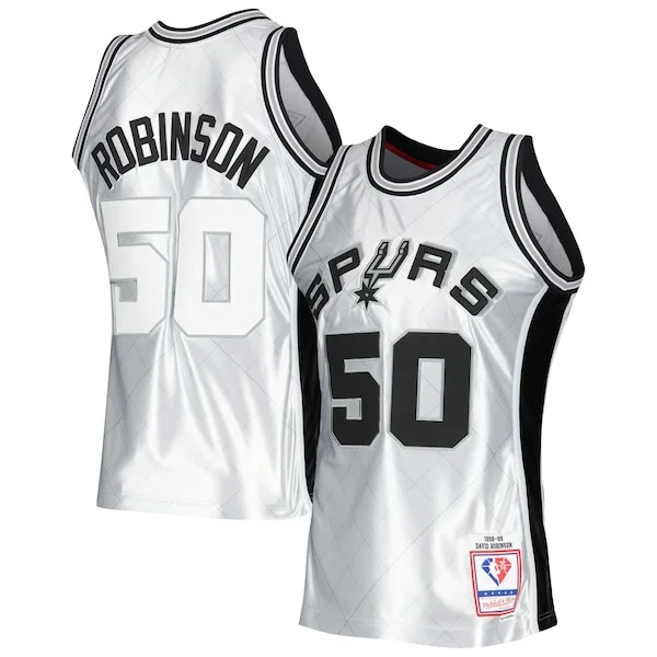 Lussuoso Resistente David Robinson San Antonio Spurs 1998/99 Hardwood Classics 75th Anniversary Swingman Jersey Platinum