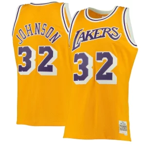 Cool Trendy Magic Johnson Los Angeles Lakers 1984/85 Hardwood Classics Swingman Jersey Gold/Purple