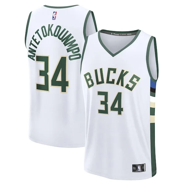 Moderno Attraente Gorgeous Giannis Antetokounmpo Milwaukee Bucks Fast Break Replica Player Jersey Association Edition White