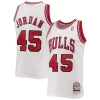 Pratico Ottimo Men's Chicago Bulls Michael Jordan White 1994 95 Hardwood Classics Authentic Player Jersey