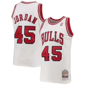 Pratico Ottimo Men's Chicago Bulls Michael Jordan White 1994 95 Hardwood Classics Authentic Player Jersey