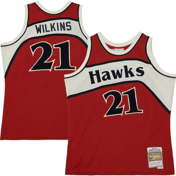 Prestigioso Stupendo Fantastico Dominique Wilkins Atlanta Hawks 1986/87 Hardwood Classics Off Court Swingman Jersey Red
