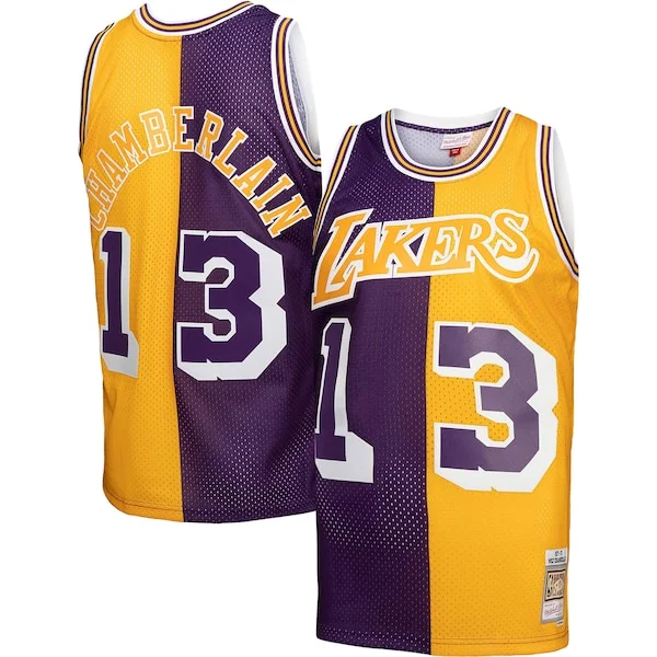 Splendido Elegante Wilt Chamberlain Los Angeles Lakers Hardwood Classics 1971/72 Split Swingman Jersey Purple/Gold