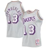 Fantastico Gorgeous Wilt Chamberlain Los Angeles Lakers 75th Anniversary 1971/72 Hardwood Classics Swingman Jersey Silver